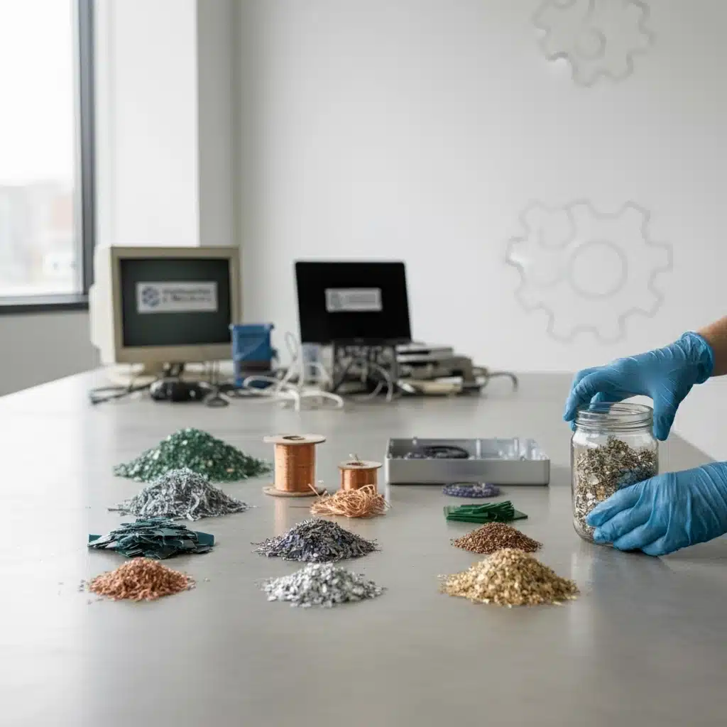 Piles of base metals recovered from e-waste