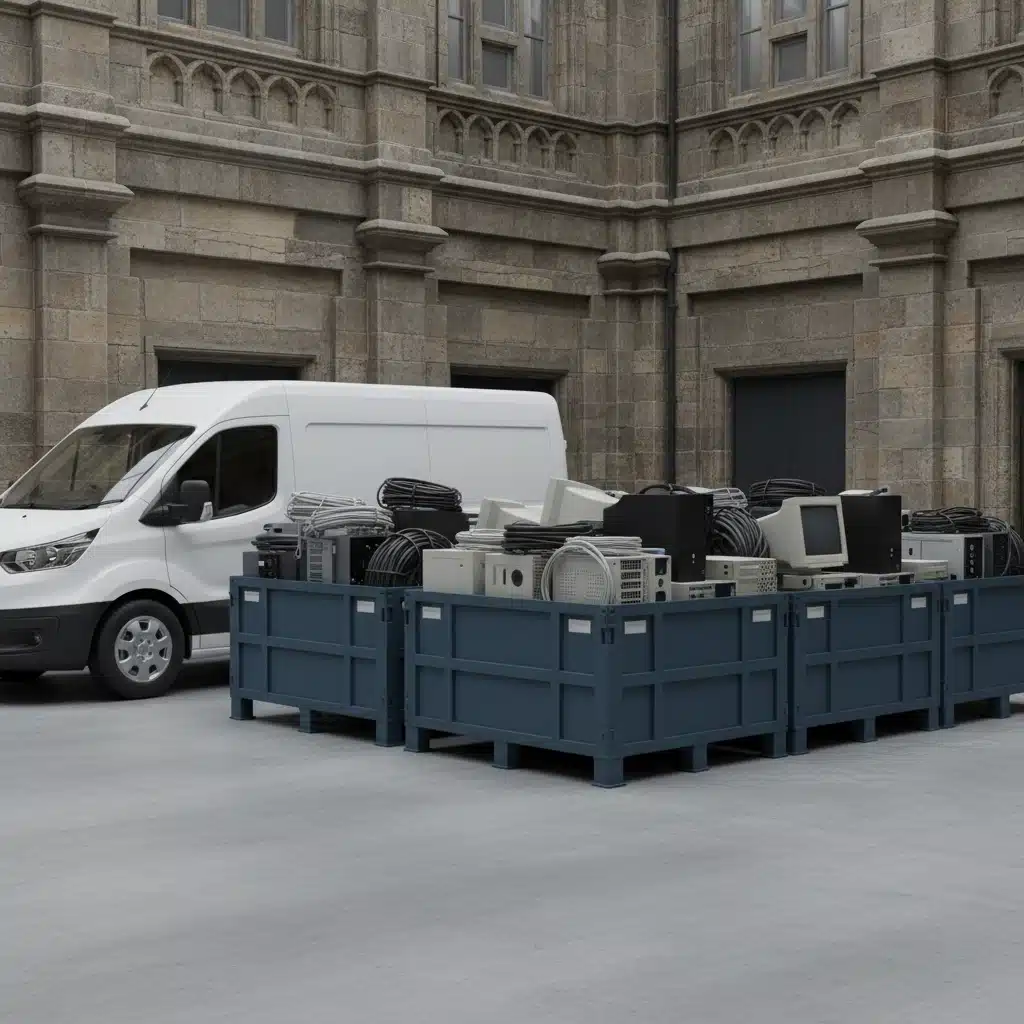 storage pallets full of computers, cable and peripherals